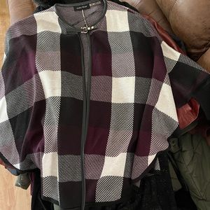 Ivanka Trump XS purple plaid cape with sleeves